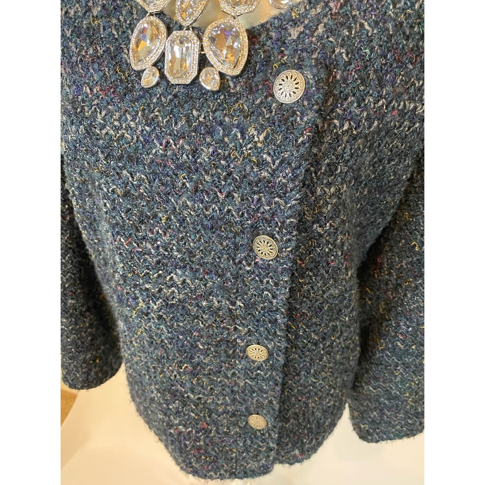 Coldwater Creek size xl woman blue tweed jacket 0840 - Picture 2 of 5